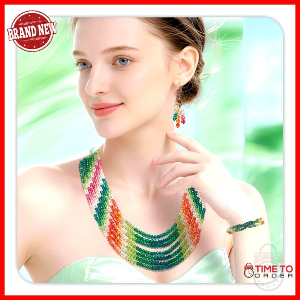 3-Piece Jewelry Set Adjustable Necklace Bracelet Earrings Hypoallergenic